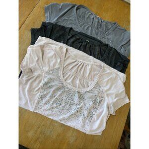 3 Lululemon RUN Wild Short Sleeve Tech Tees  reflective Blush/Gray/Dark Gray Sz6